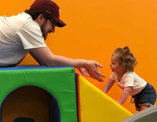 Toddler and Dad on Play Gym